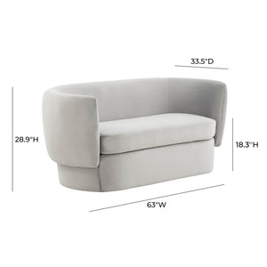 Isabella Light Grey Velvet Loveseat