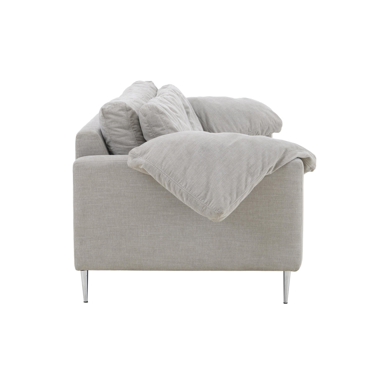 Vari Light Grey Textured Velvet Lounge Sofa