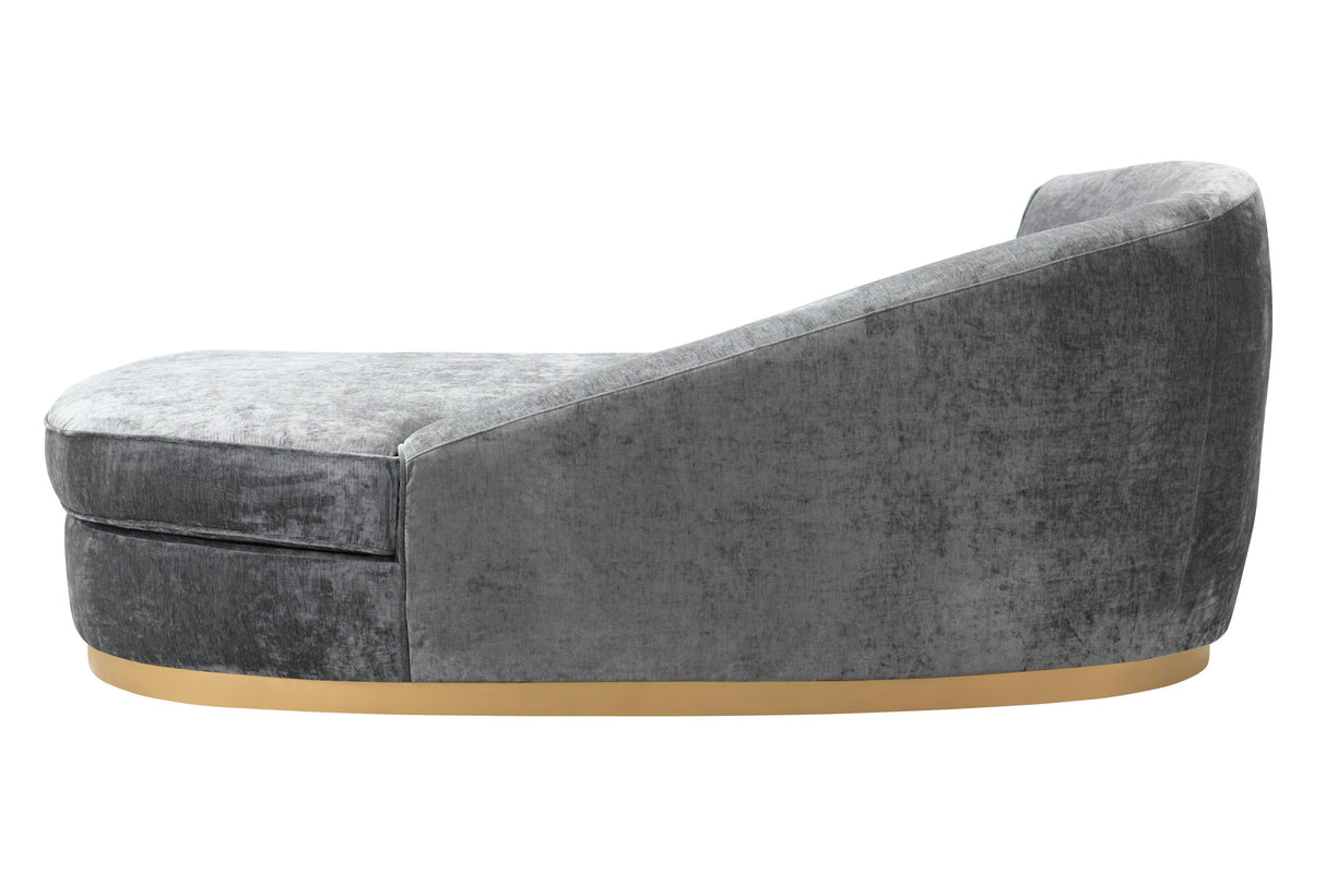 Adele Slub Grey Velvet Chaise