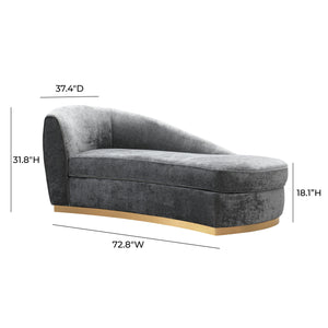 Adele Slub Grey Velvet Chaise