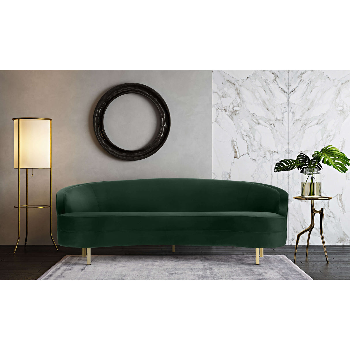 Baila Green Velvet Loveseat