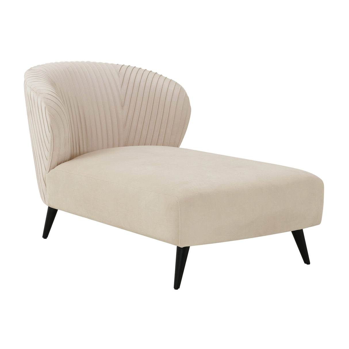 Maliah Pleated Beige Velvet Settee