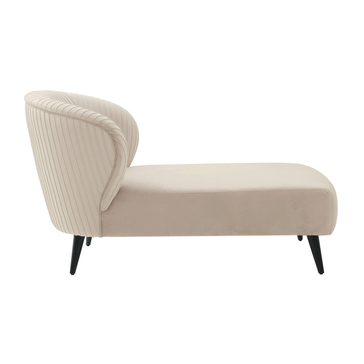 Maliah Pleated Beige Velvet Settee