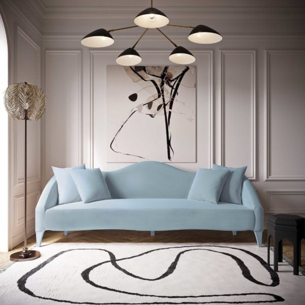 Naya Sea Blue Velvet Sofa