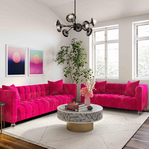 Bea Hot Pink Velvet Loveseat