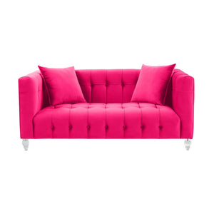 Bea Hot Pink Velvet Loveseat