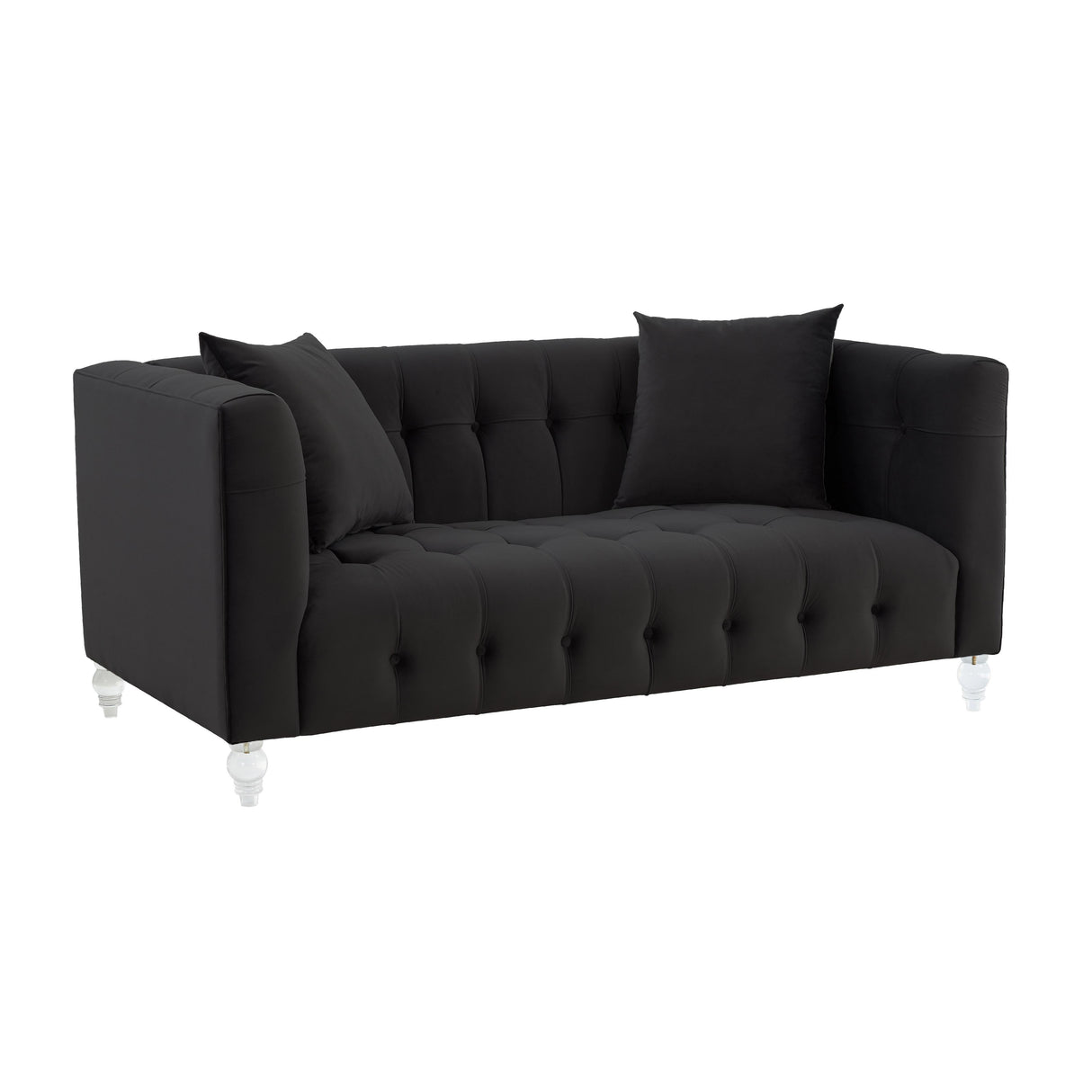 Bea Black Velvet Loveseat