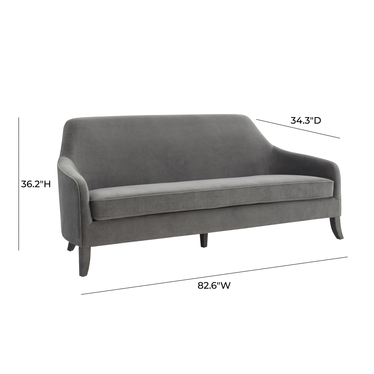 Neveah Grey Velvet Sofa