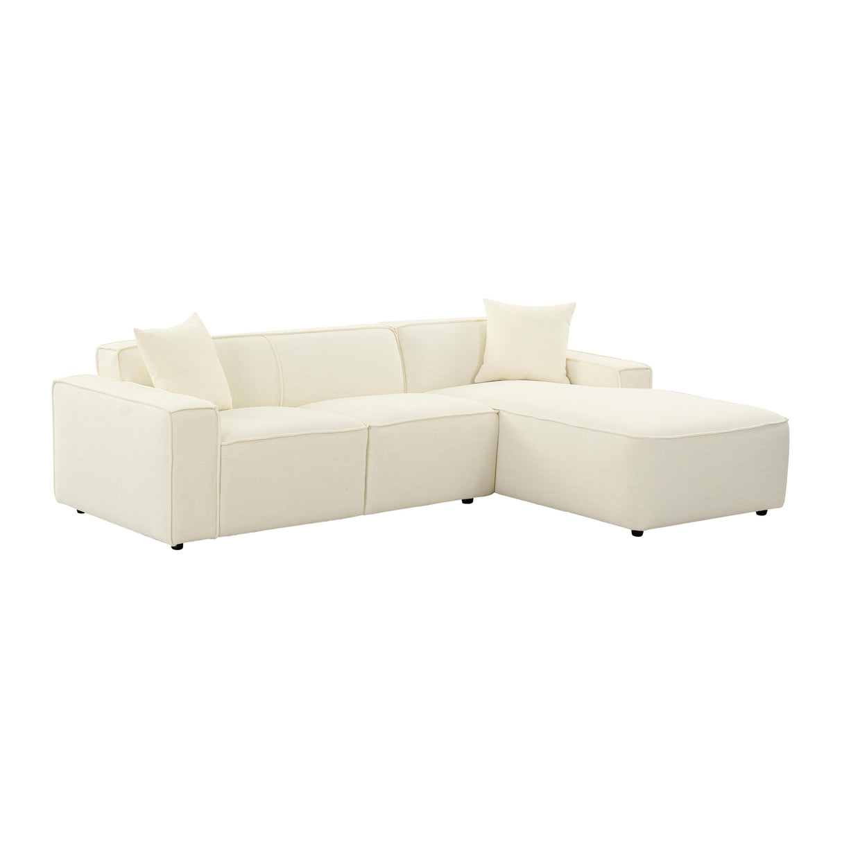 Olafur Cream Linen Sectional - RAF