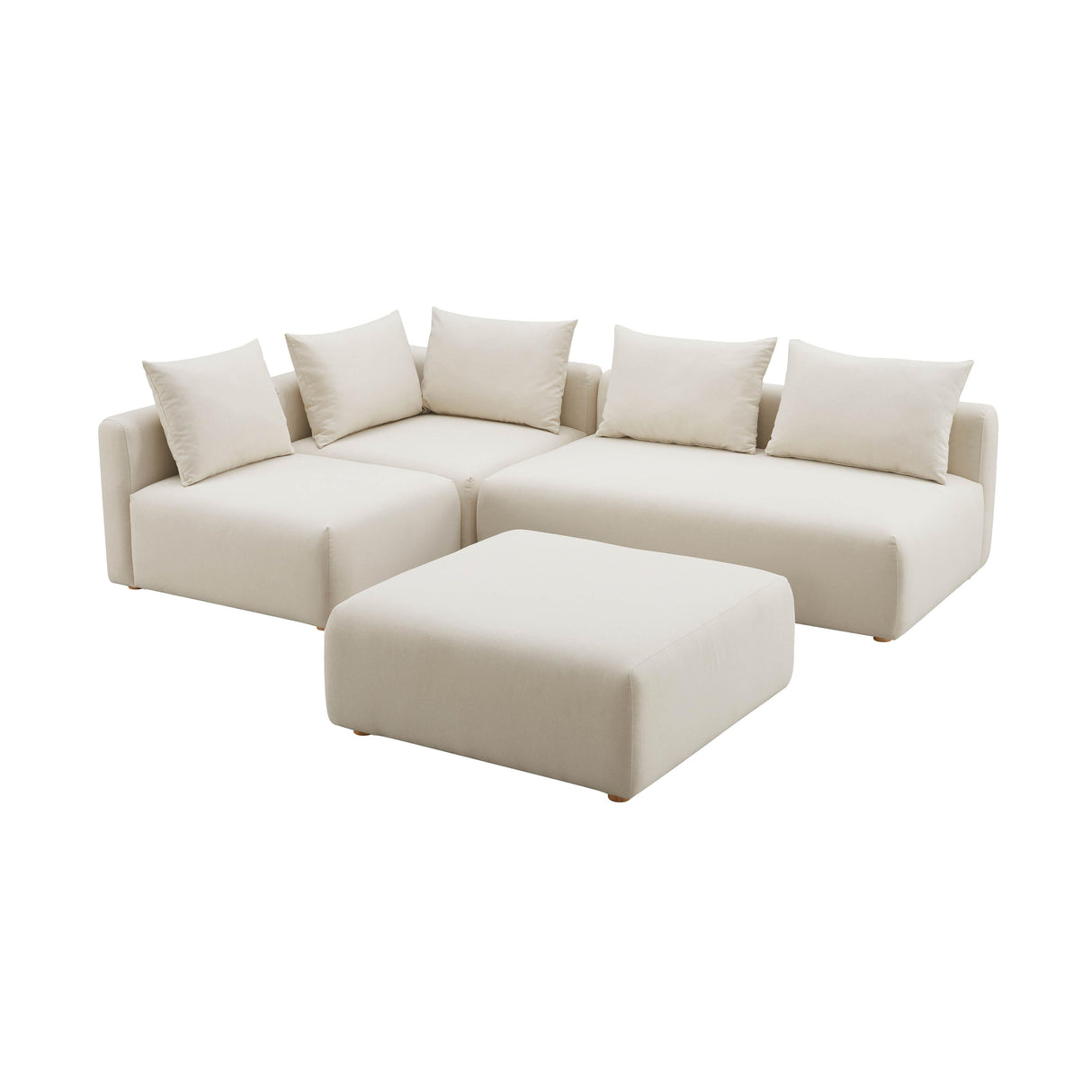 Hangover Cream Performance Linen 4-Piece Modular Chaise Sectional