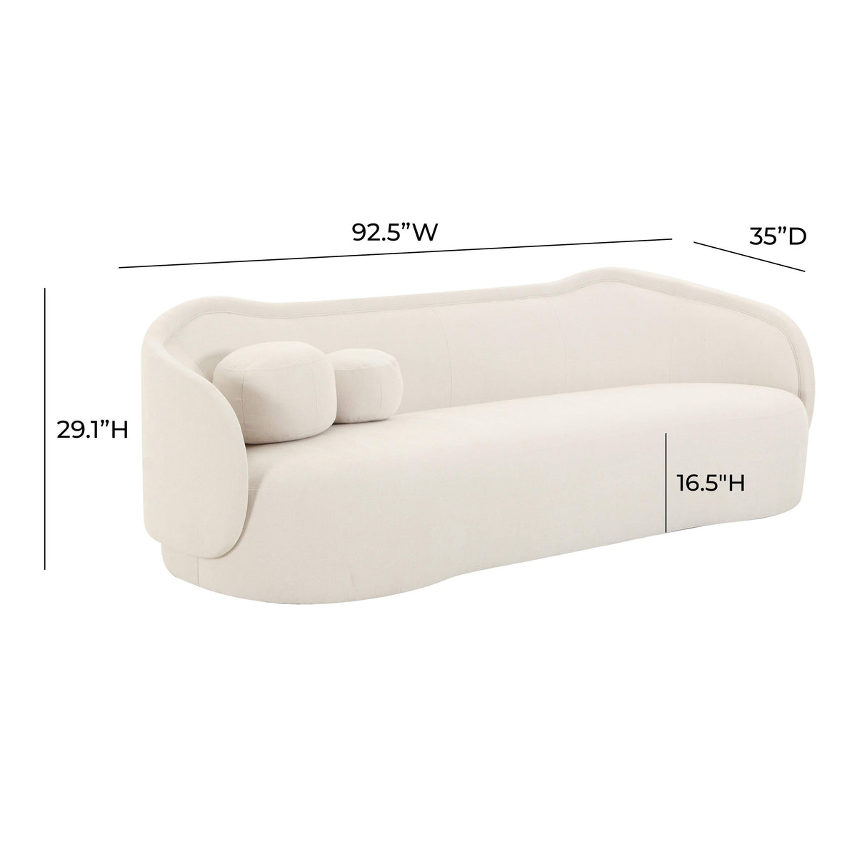 "Circe Cream Textured Velvet Sofa "