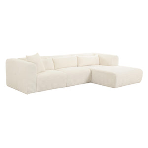 Tarra Fluffy Oversized Cream Corduroy Modular RAF Sectional