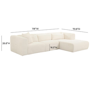 Tarra Fluffy Oversized Cream Corduroy Modular RAF Sectional