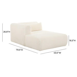 Tarra Fluffy Oversized Cream Corduroy Modular LAF Chaise