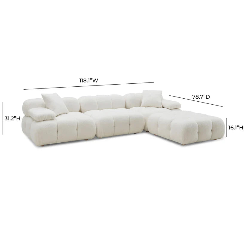 Calliope Cream Vegan Shearling 5-piece Modular Sectional