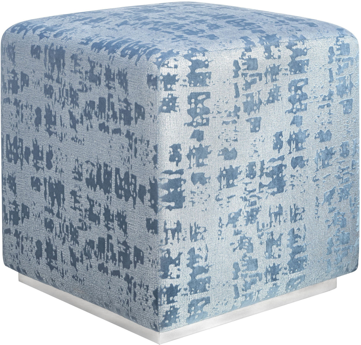 Kent Blue Textured Velvet Ottoman