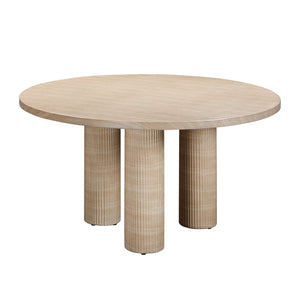 Patti Textured Faux Travertine Indoor / Outdoor Round Dining Table