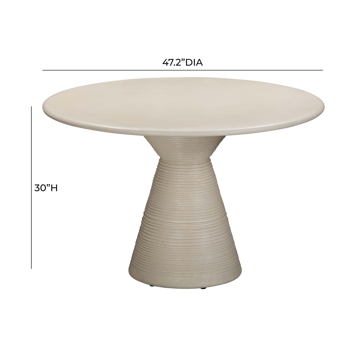 Fern Beige Textured Faux Plaster Concrete Indoor / Outdoor Round Dining Table