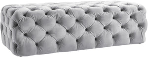 Kaylee Jumbo Grey Velvet Ottoman