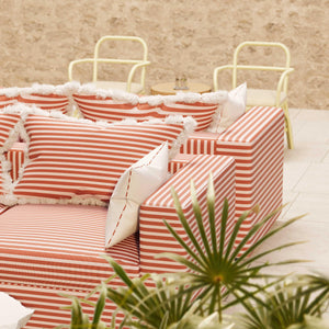 Salty Coral Striped Outdoor Sofa