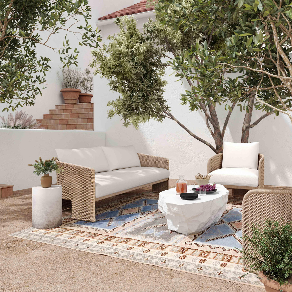 Alexa Cream Performance Fabric Outdoor Armchair