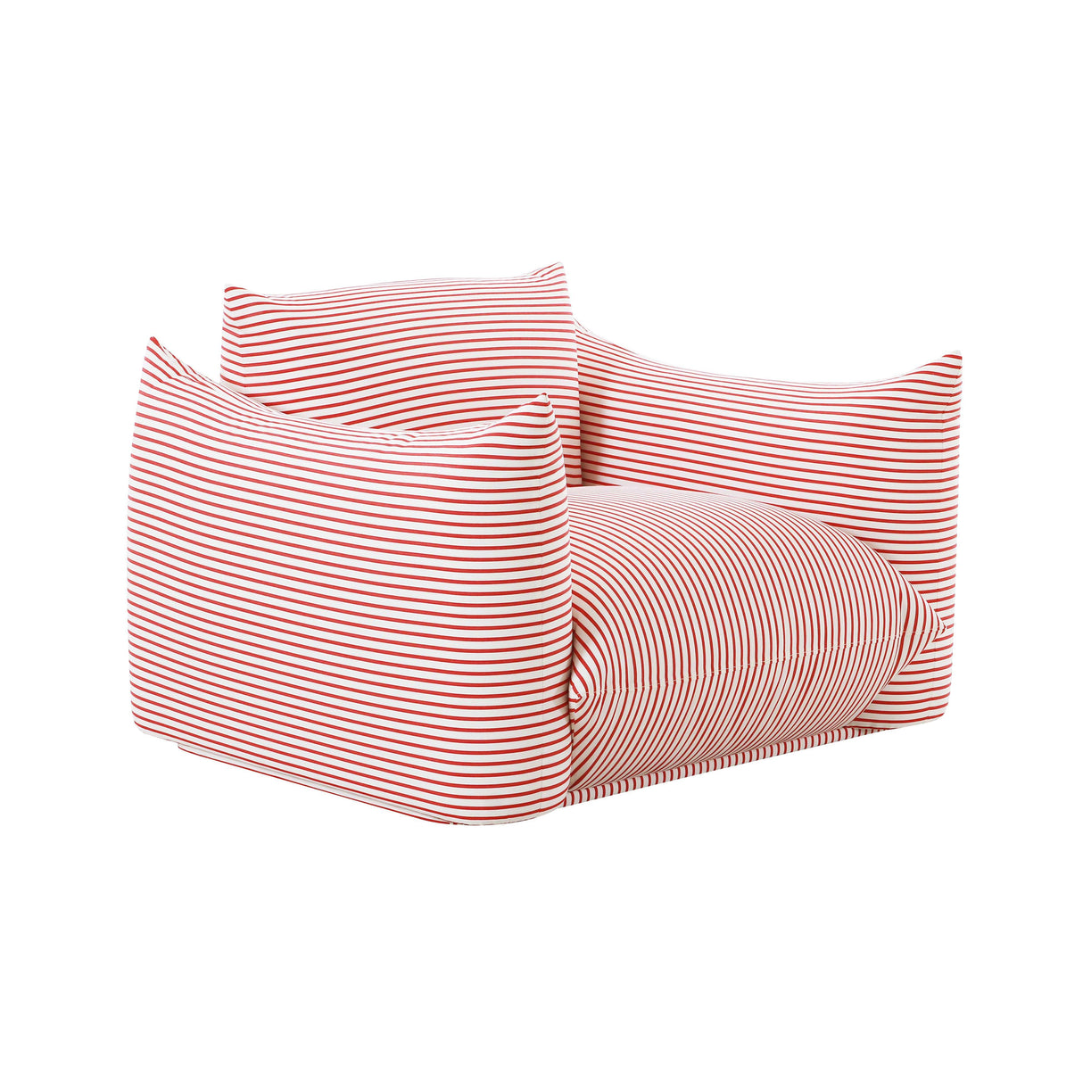 Saint Tropez Pearl and Red Striped Stuffed Outdoor Armchair