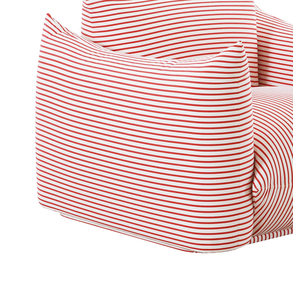 Saint Tropez Pearl and Red Striped Stuffed Outdoor Armchair