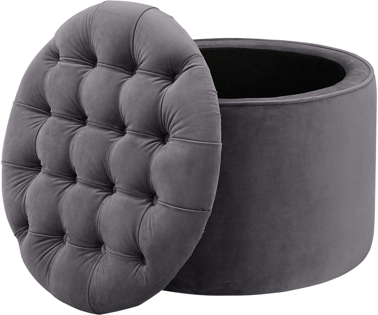 Queen Grey Velvet Storage Ottoman