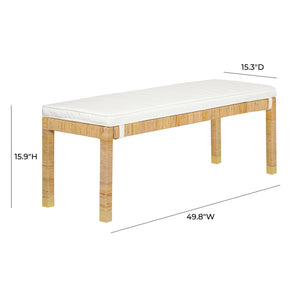 Amara Natural Woven Rattan Performance Fabric Bench