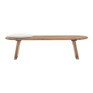 Samantha Cognac Acacia Bench with Boucle Seat