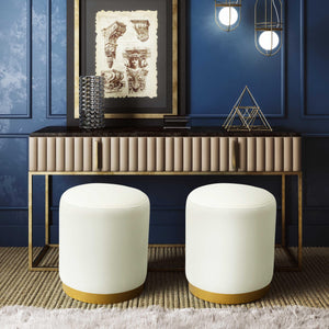 Opal Cream Velvet Ottoman