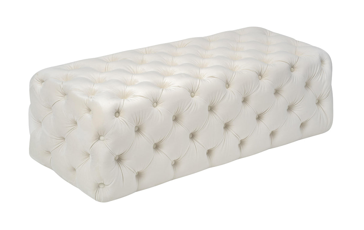 Kaylee Cream Velvet Ottoman