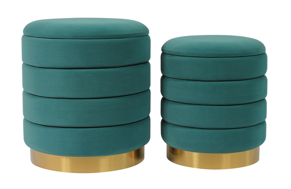 Saturn Teal Storage Ottomans - Set of 2