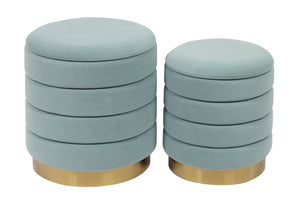 Saturn Sea Blue Storage Ottomans - Set of 2