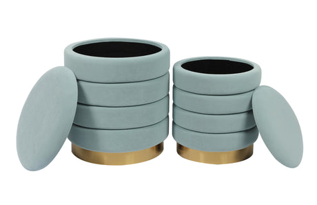 Saturn Sea Blue Storage Ottomans - Set of 2