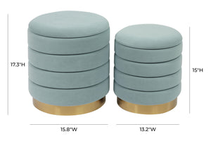 Saturn Sea Blue Storage Ottomans - Set of 2