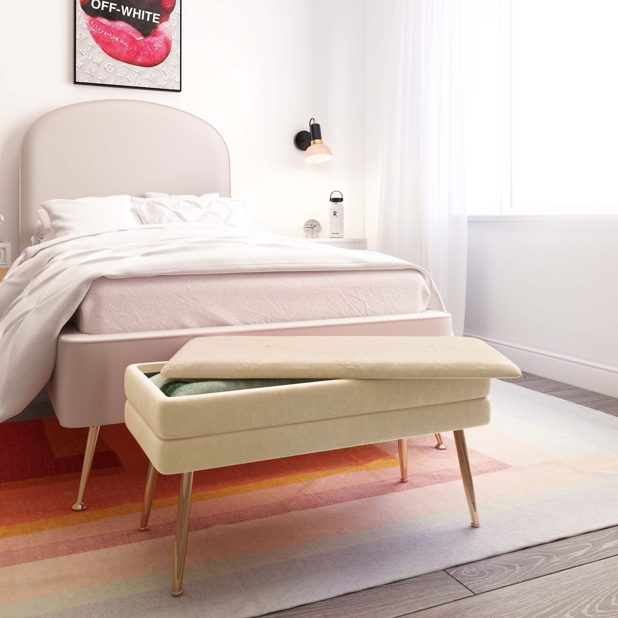 Ziva Cream Storage Bench