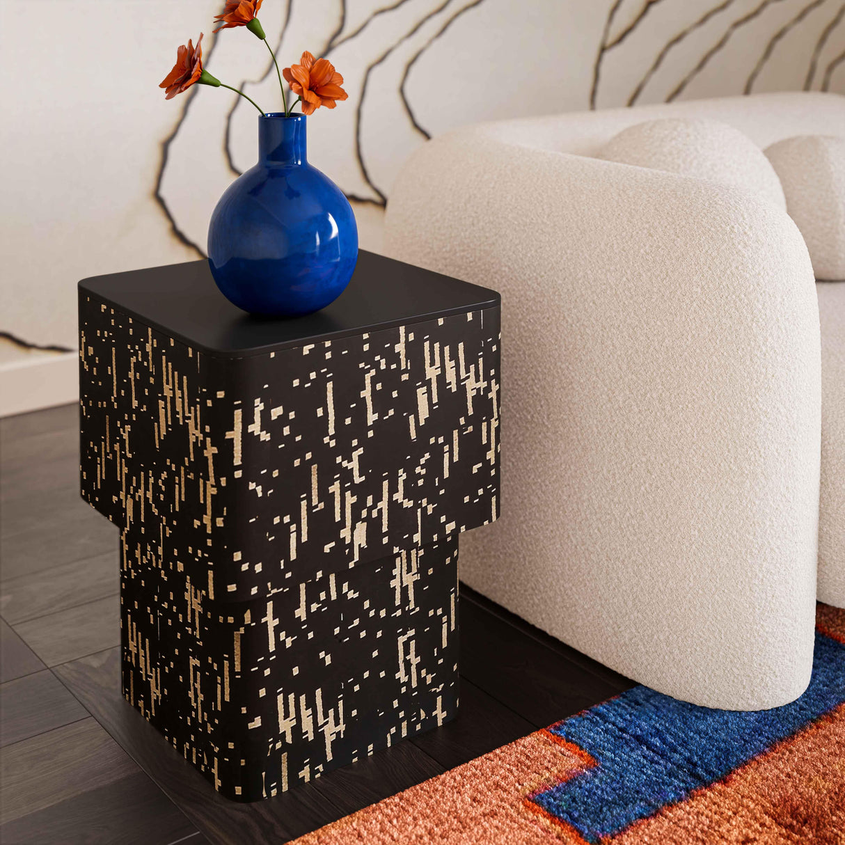 Faye Black Glass Side Table