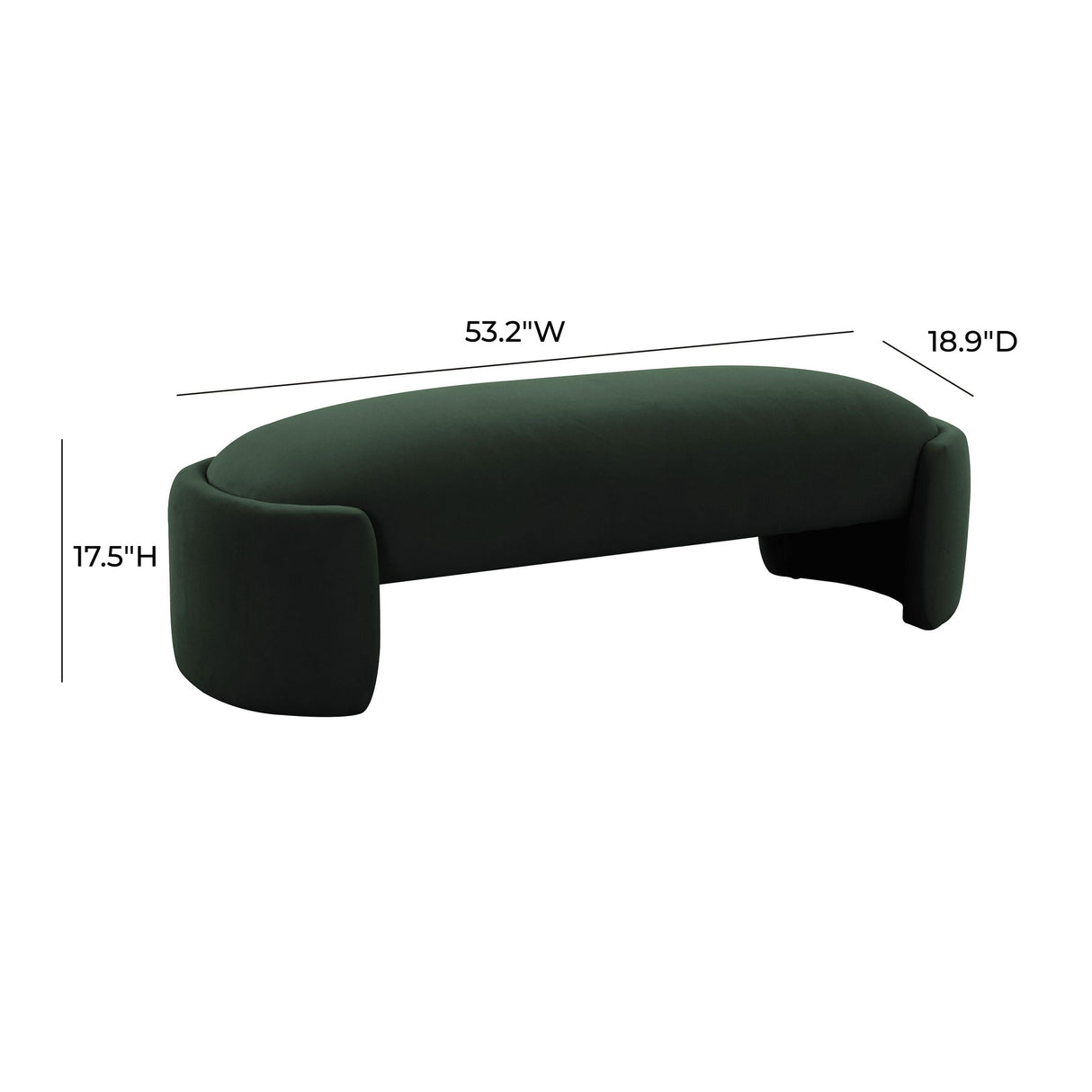 TOLEDO FOREST GREEN VELVET BENCH