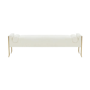 Ines Cream Textured Velvet Bench