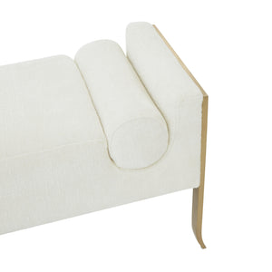 Ines Cream Textured Velvet Bench