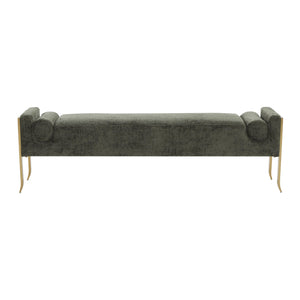 Ines Green Textured Velvet Bench