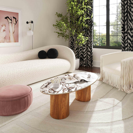 Tamara Marble Ceramic Oval Coffee Table