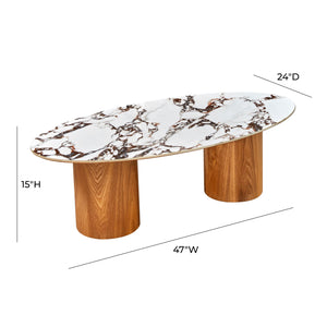 Tamara Marble Ceramic Oval Coffee Table