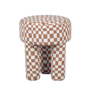 Claire Brown Checkered Boucle Stool