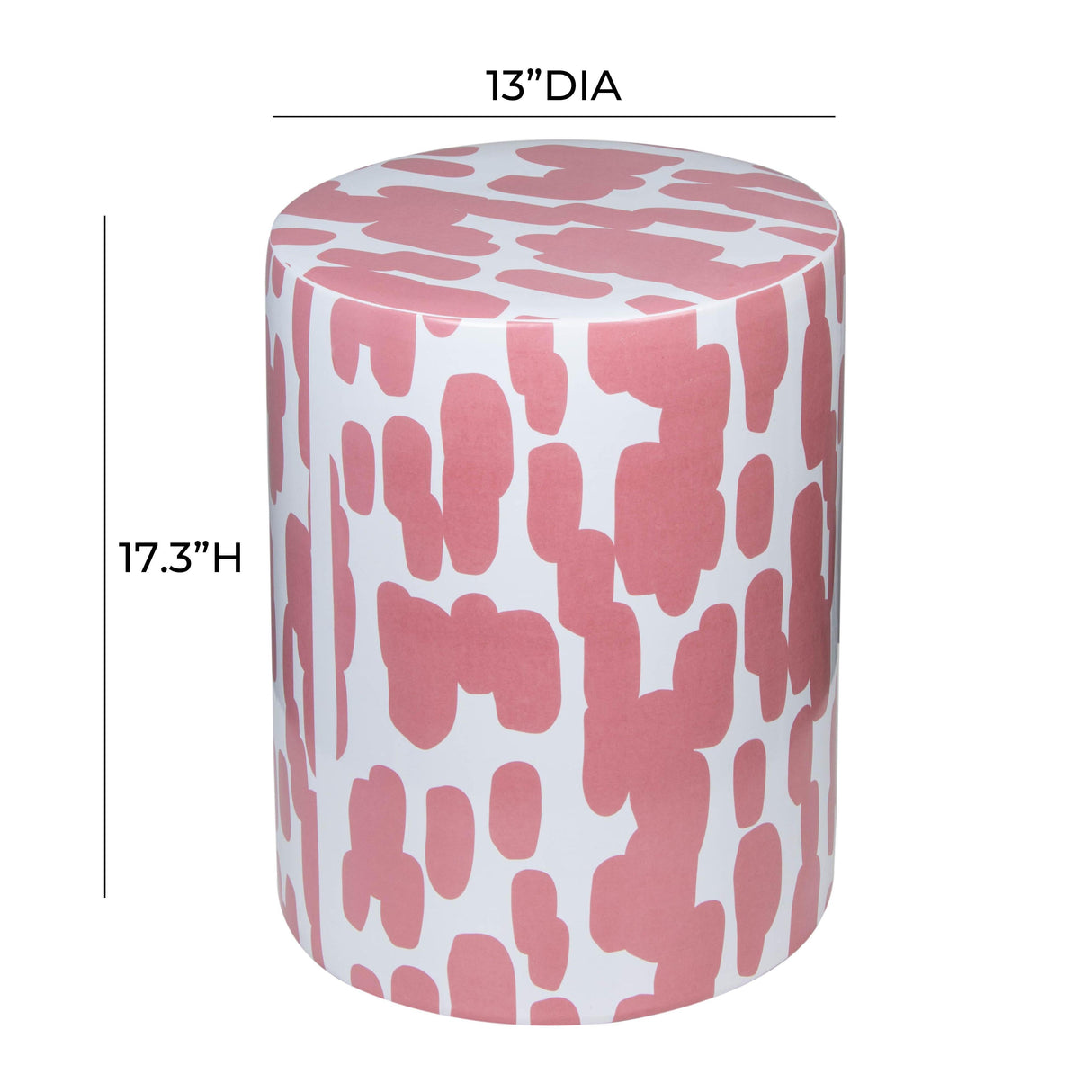 Taurus Ceramic Stool in Pink Strokes Print