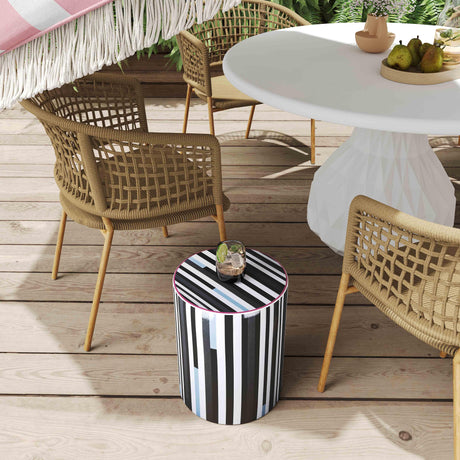 Taurus Ceramic Stool in Modern Stripes Print