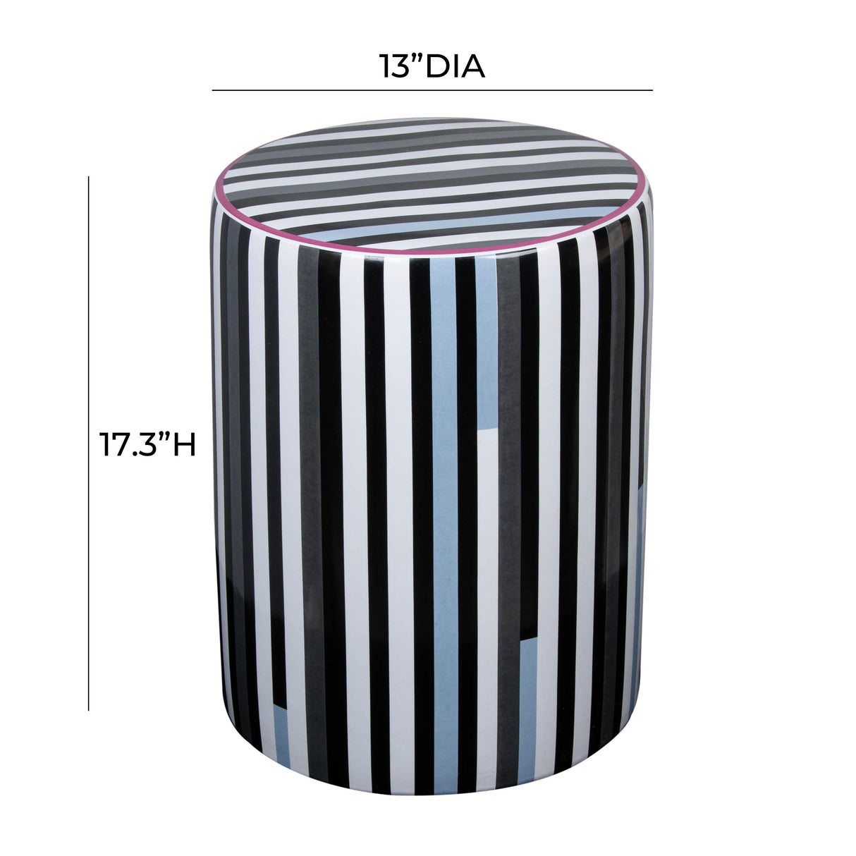 Taurus Ceramic Stool in Modern Stripes Print