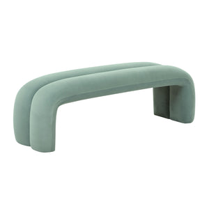 Leigh Green Velvet Channeled Bench