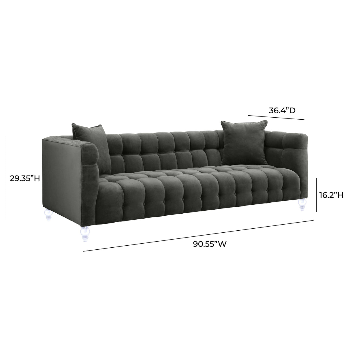 Bea Grey Velvet Sofa